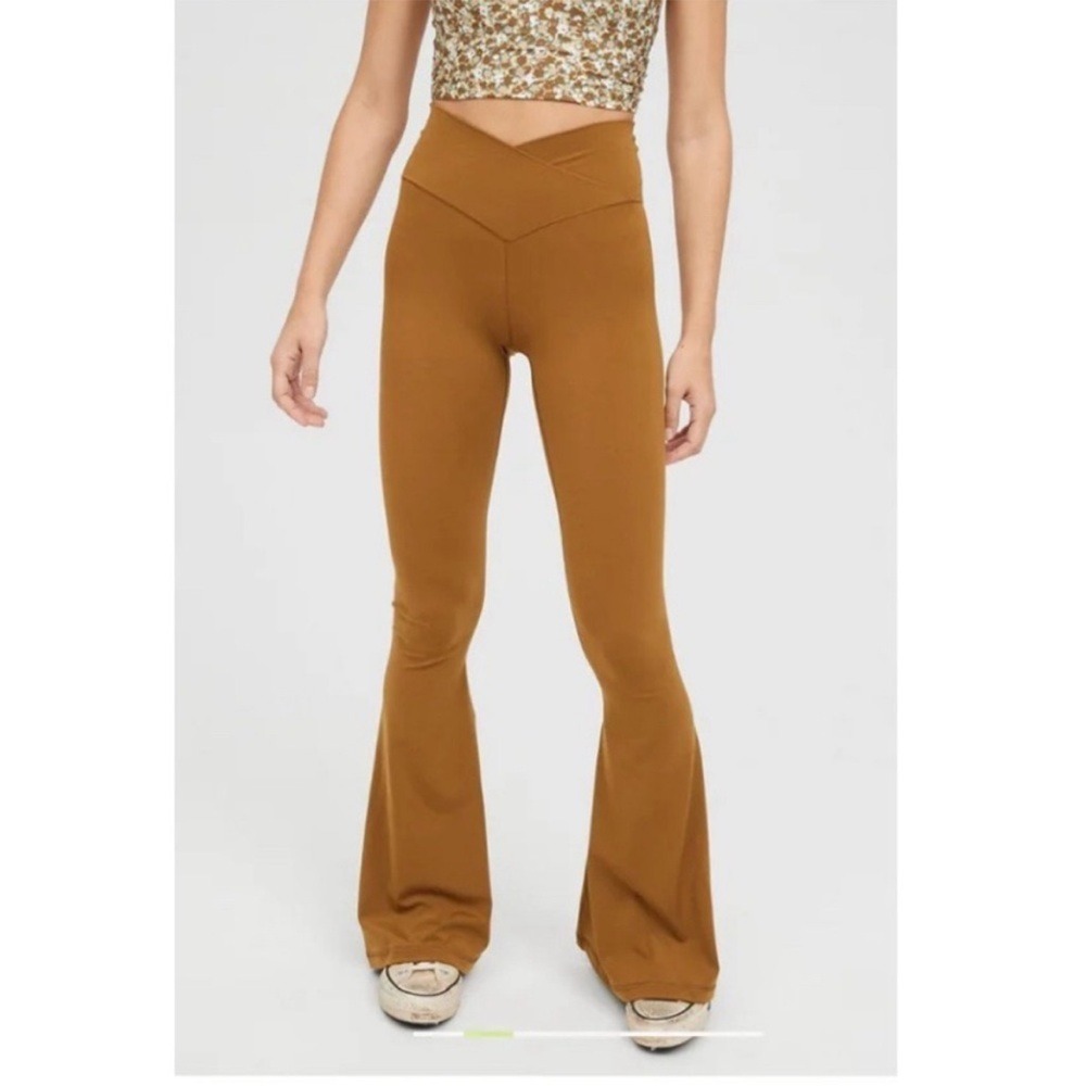 aerie Mustang Brown High-Waist Bootcut Flare Pants